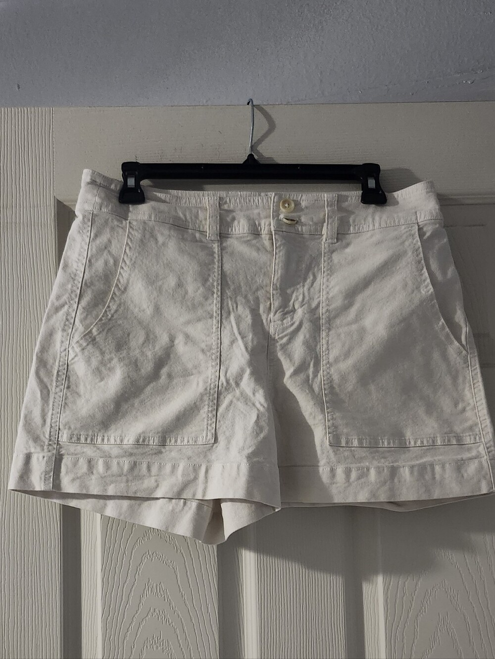 a new day Cream Cotton Patch-Pocket Shorts